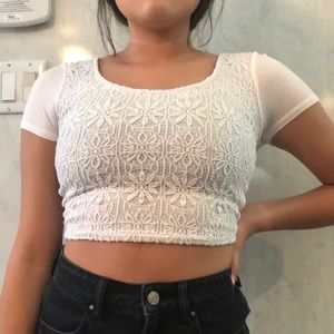 White floral crop top